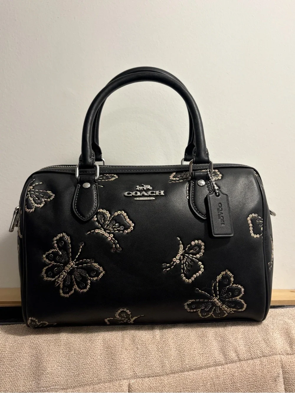 Coach Rowan Satchel Bag With Butterfly Print